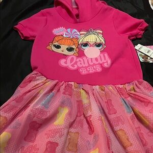 Pink LOL Surprise Dress with Hood, sz large 10/12 nwt